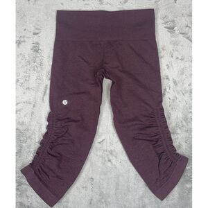 Lululemon Women's In the Flow Seamless Cropped Leggings Burgundy‎ Size 4 EUC